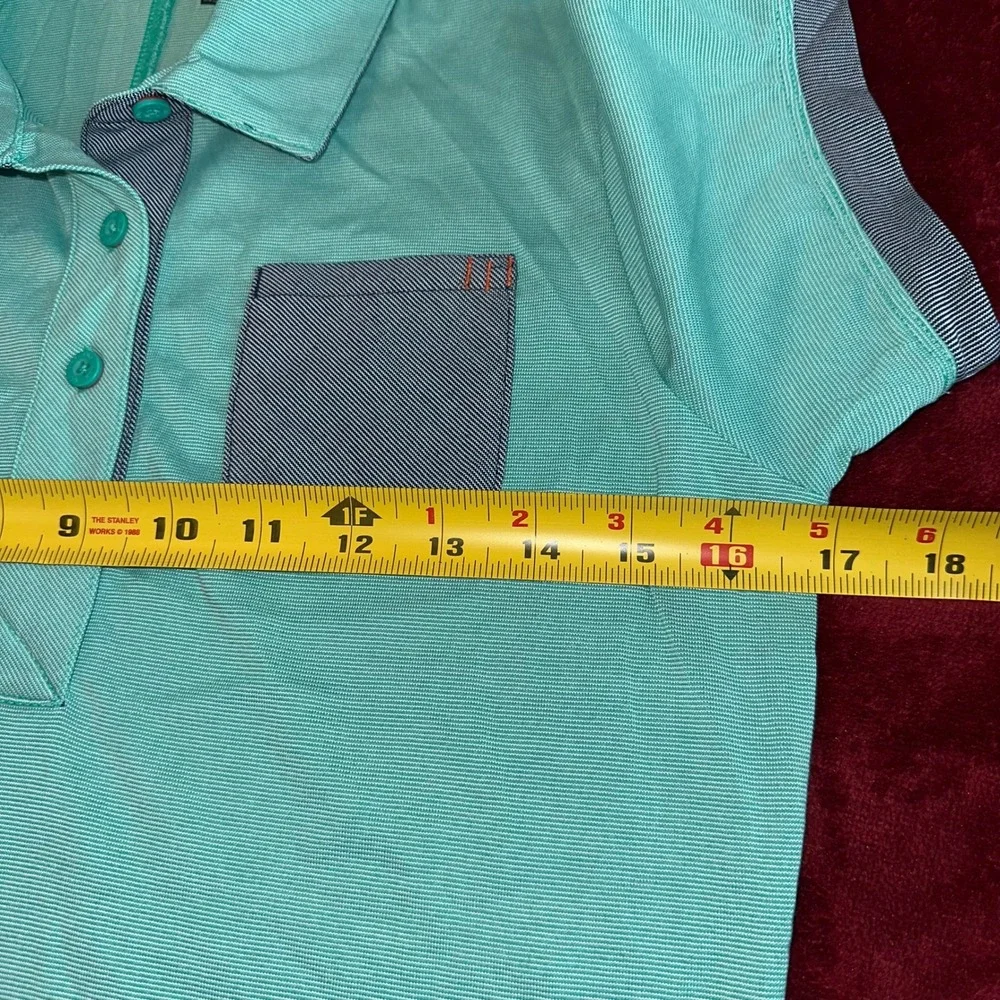 Nike Golf Sport Womens Dri-FIT‎ Polo Shirt Mint Green Stripe Pocket 518051-395 M